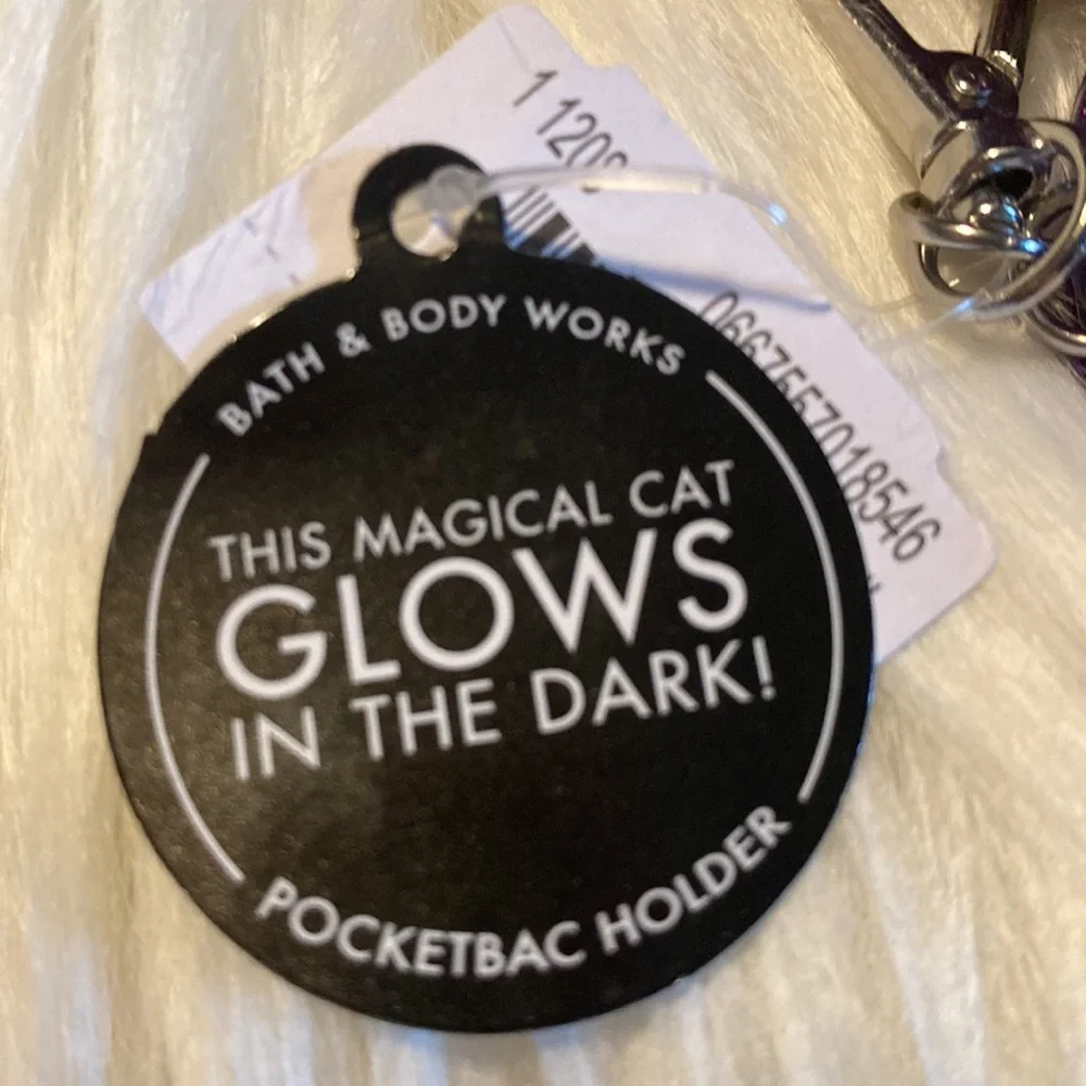 RARE GLOW-IN-THE-DARK BLACK CAT POM Sanitizer Holder